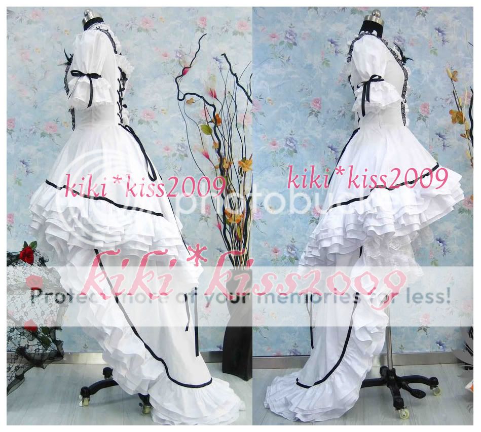 Gothic Lolita Chobits Cosplay Costum Made White Dress  