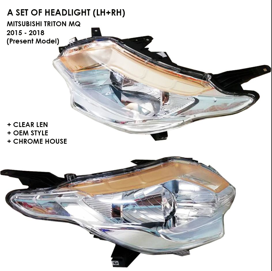 A SET OF HEADLIGHT HEAD LIGHT LAMP FOR MITSUBISHI TRITON L200 MQ CLEAR